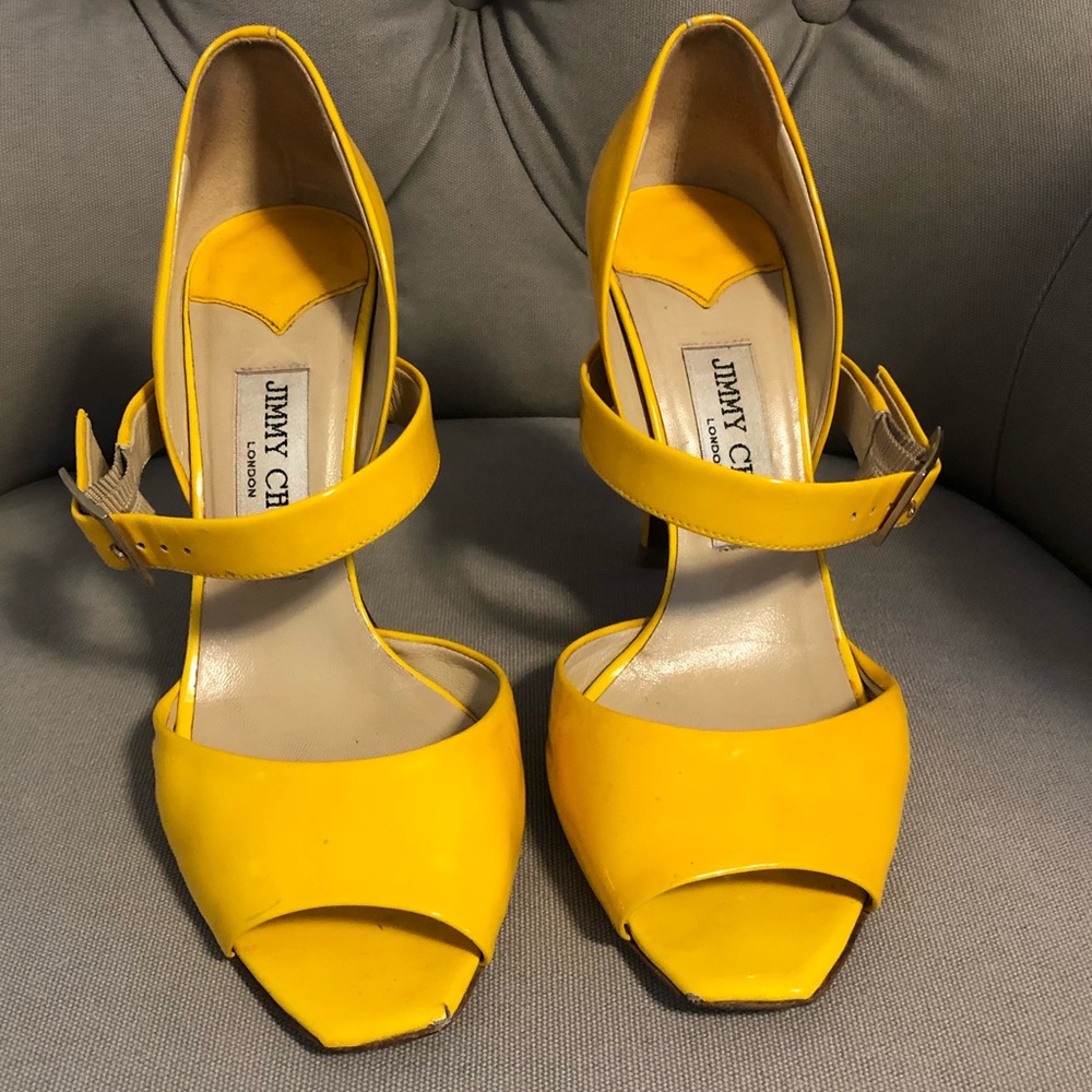Jimmy Choo Yellow Peep Toe Mary Jane